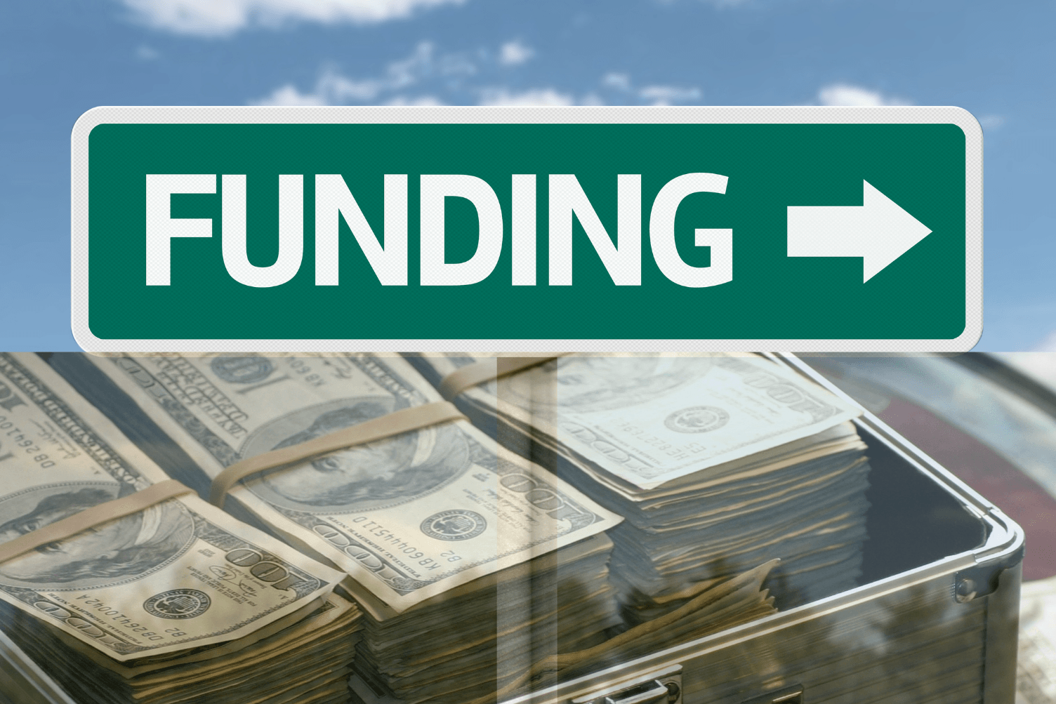 business funding sign with cash representing access to capital and funding opportunities